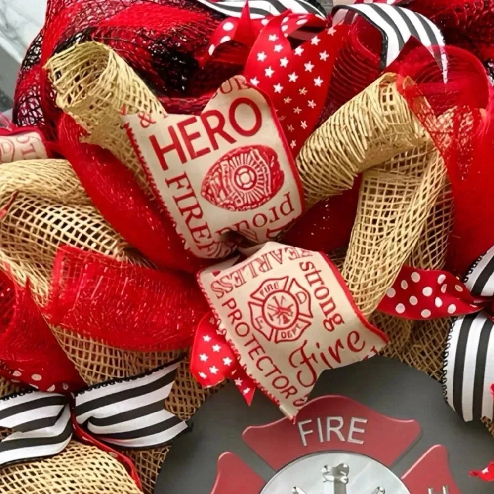 Handmade fireman firefighter rescue wreath 23 inch